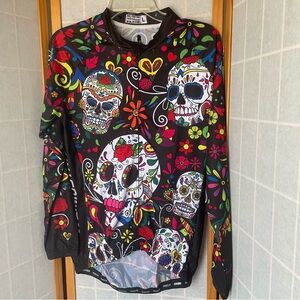 Weimostar Long Sleeve Day of the Dead Cycling Jersey, L